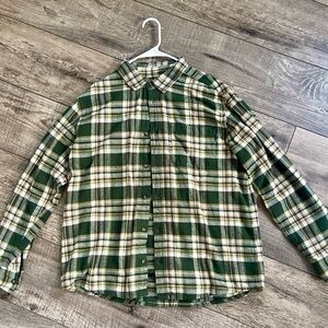 Eddie Bauer Forest Green Plaid Casual Shirt (Flannel)